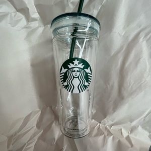 Venti Glass reusable tumbler cup with Starbucks logo and classic green straw NEW